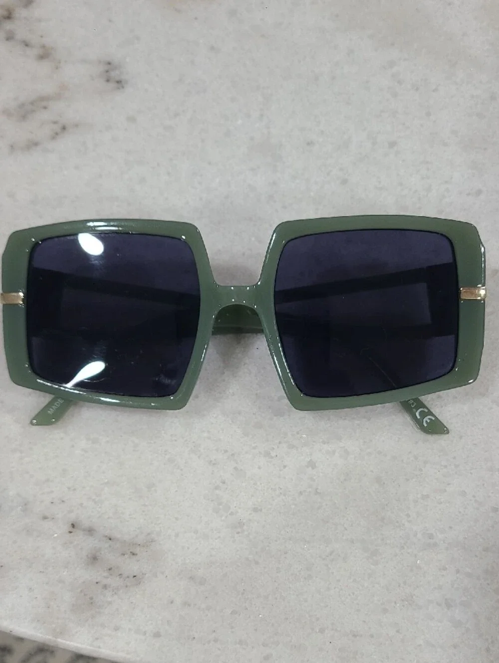 Square Olive Green Women's Sunglasses with Dark Lenses